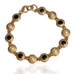 Etruscan Gold Plated Pearl Black Cabochon Vintage Necklace