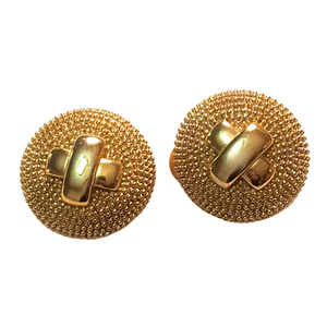 Erwin Pearl Textured X Gold Plated Vintage Earrings