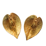 Large Curve Leaf Gold-Plated Clip-on Earrings