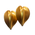 Large Curve Leaf Gold-Plated Clip-on Earrings