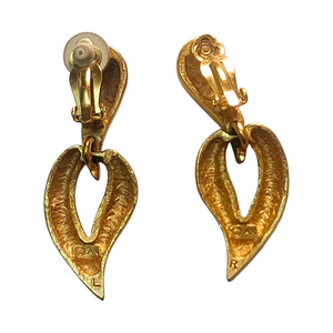 Vintage Anne Klein Etruscan Drop Chunky Clip On Earrings