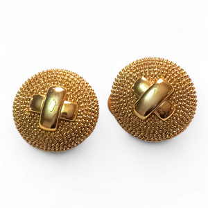 Erwin Pearl Textured X Gold Plated Vintage Earrings