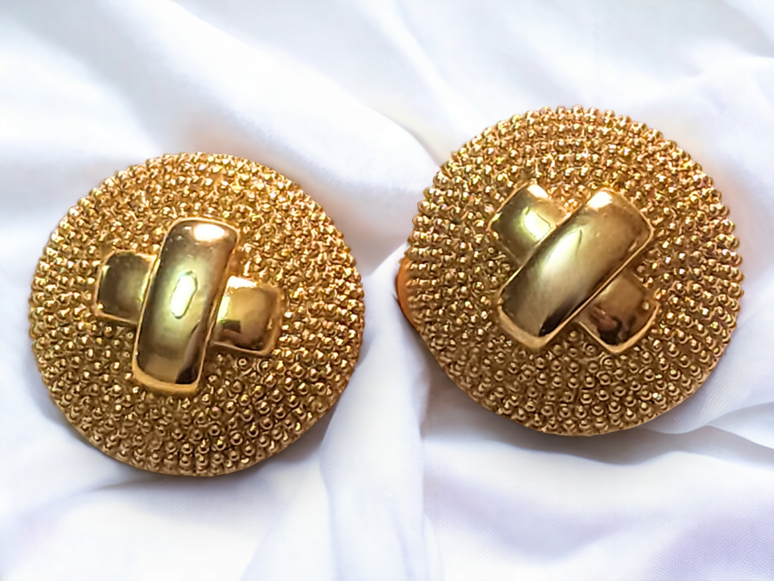 Erwin Pearl Textured X Gold Plated Vintage Earrings
