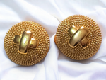 Erwin Pearl Textured X Gold Plated Vintage Earrings