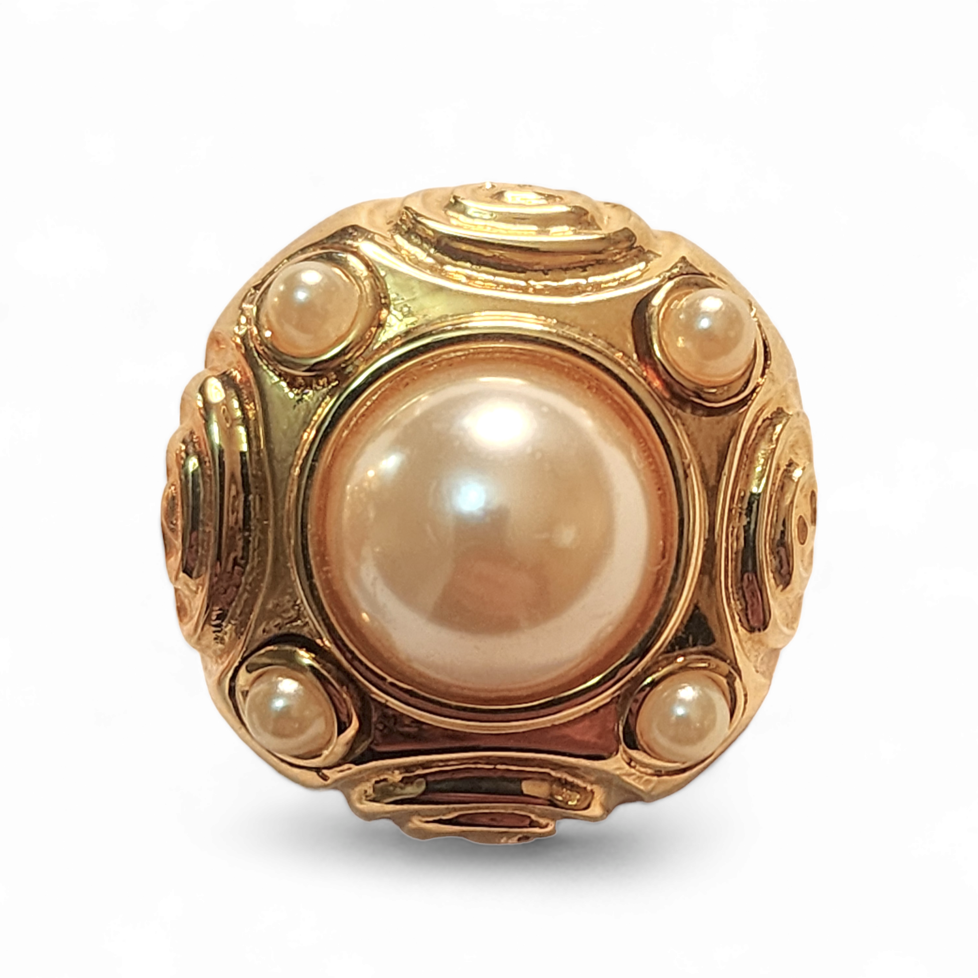 Etruscan Baroque Pearl Gold Plated Clip-on Vintage Earrings