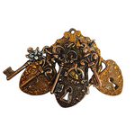 Skeleton Key Padlock Charm Dangle Drop Vintage Victorian Earrings