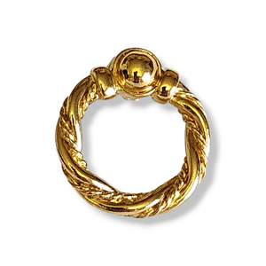 Twisted Rope Wreath Open Circle Hoop Gold Plated Earrings, Doorknocker Earrings