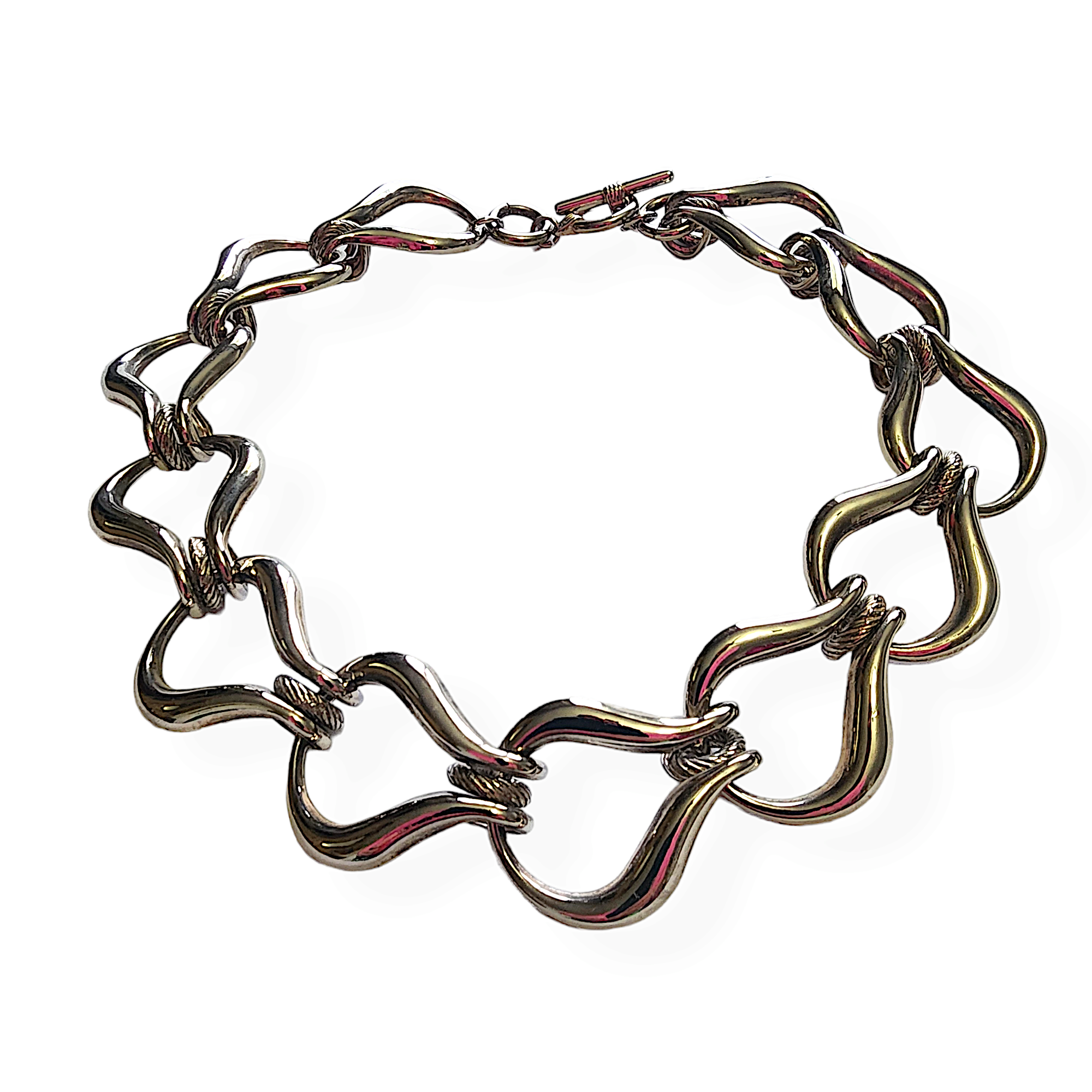 Wide Surf Link Interlocking Horseshoe Silver Tone Vintage Necklace