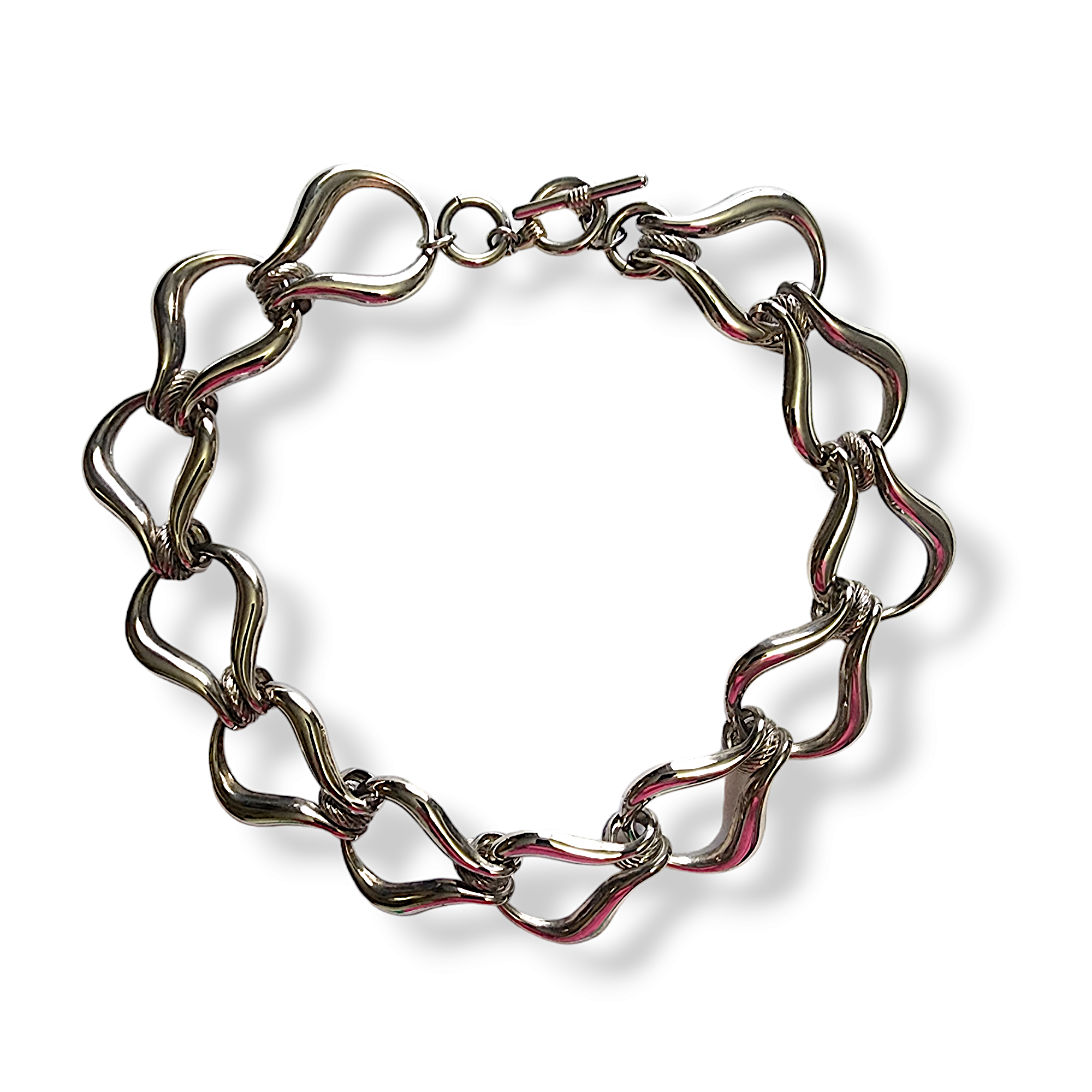 Wide Surf Link Interlocking Horseshoe Silver Tone Vintage Necklace