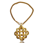 Oversized Coro Textured Celtic Style Gold Plated Pendant Rope Necklace