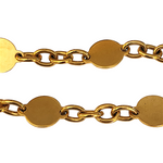 32" Flat Coin Link Gold Plated Vintage Necklace