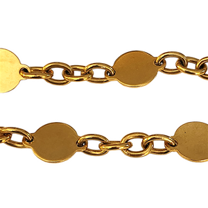 32" Flat Coin Link Gold Plated Vintage Necklace