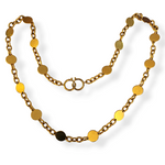 32" Flat Coin Link Gold Plated Vintage Necklace