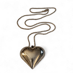 Sterling Silver Large 3D Puffy Heart Rope Chain Vintage Necklace