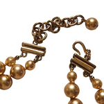 Vintage Carolee Choker Double Strand Glass Gold Faux Pearl Gold Tone Necklace