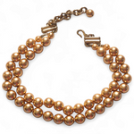 Vintage Carolee Choker Double Strand Glass Gold Faux Pearl Gold Tone Necklace