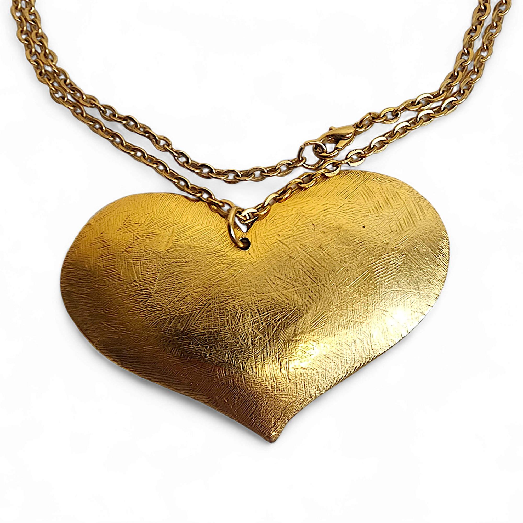 42" Large Heart Gold Plated Vintage Necklace