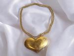 42" Large Heart Gold Plated Vintage Necklace