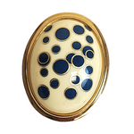 Vintage Large Porcelain Enamel Dome Blue Polka Dot Post Back Earrings
