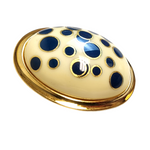 Vintage Large Porcelain Enamel Dome Blue Polka Dot Post Back Earrings