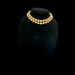 Vintage Carolee Choker Double Strand Glass Gold Faux Pearl Gold Tone Necklace