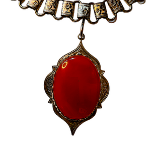 Victorian Style Book Chain w/Carnelian Vintage Pendant Necklace