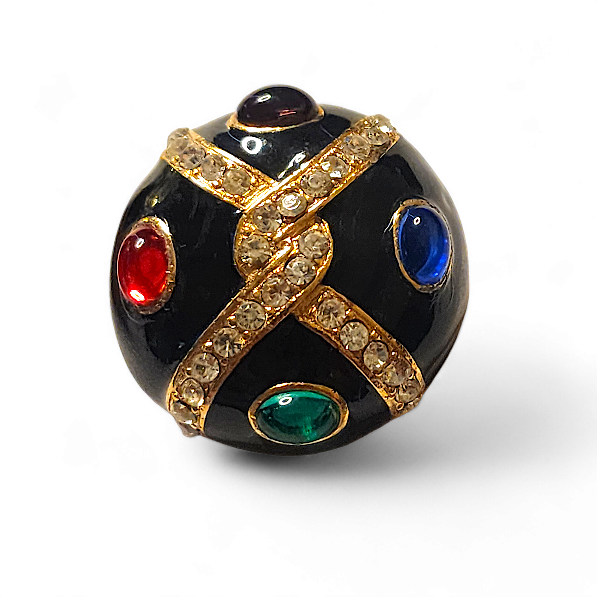 Byzantine Moghul Domed Multicolor Cabochon Gold Plated Vintage Earrings