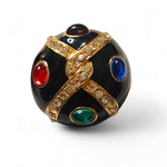 Byzantine Moghul Domed Multicolor Cabochon Gold Plated Vintage Earrings