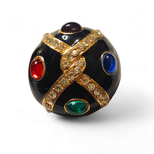 Byzantine Moghul Domed Multicolor Cabochon Gold Plated Vintage Earrings