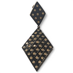 JEWELLIANS 4" Domino Style diamante Rhinestone Black Lacquer Vintage Earrings