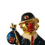 Colorful Enamel Hobo Circus Clown Gold Plated Vintage Brooch