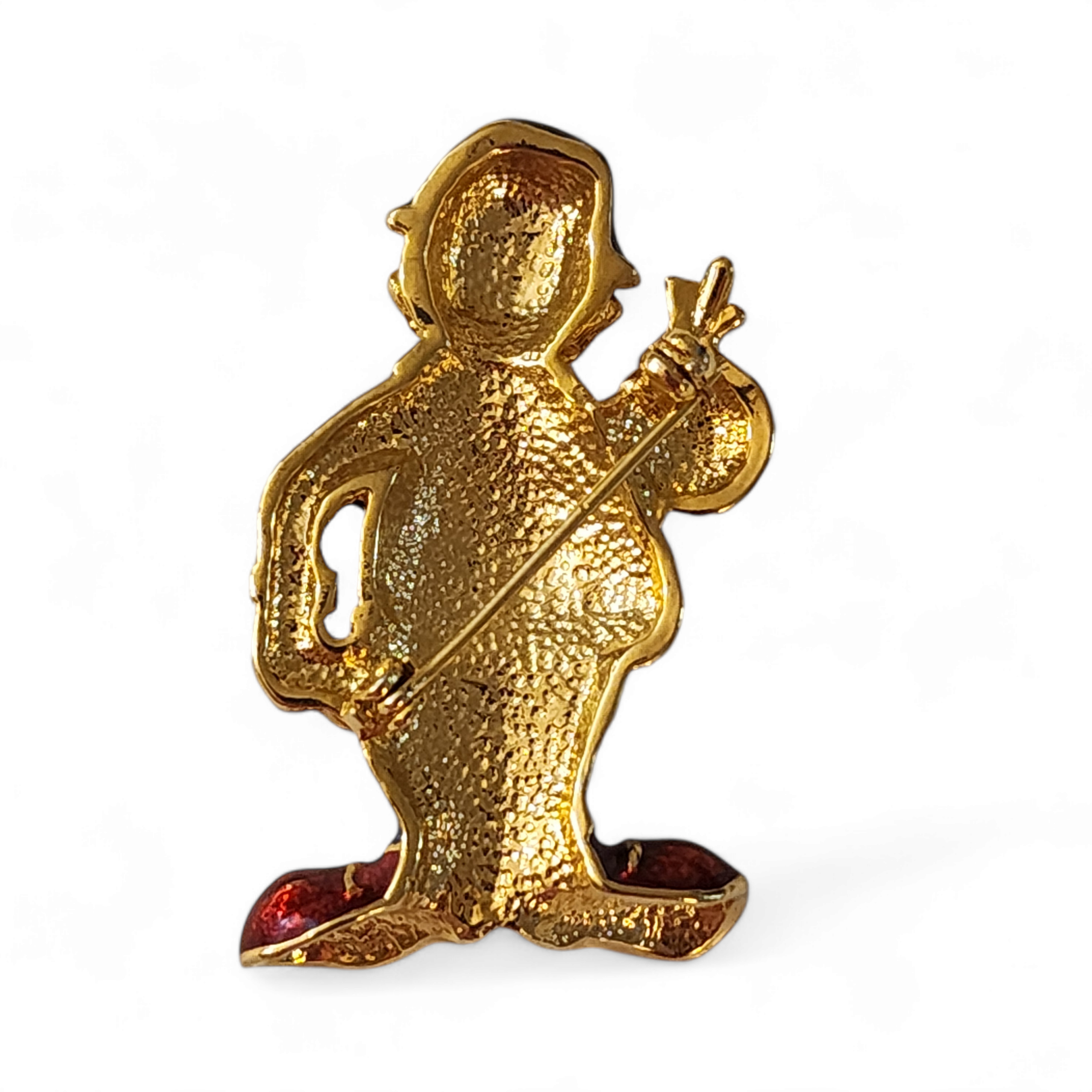 Colorful Enamel Hobo Circus Clown Gold Plated Vintage Brooch