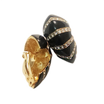 Stunning St. John Black Enamel and Diamante Gold-Plated Clip-on Earrings - Timeless Statement Jewelry