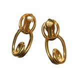 Swirl Chain Link Dangle Drop Gold Plated Vintage Earrings