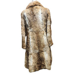 Vintage Full Length Multicolor Brown Rabbit Women's Fur Coat 70s-80s