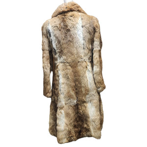 Vintage Full Length Multicolor Brown Rabbit Women's Fur Coat 70s-80s