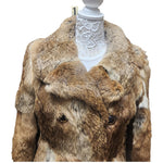 Vintage Full Length Multicolor Brown Rabbit Women's Fur Coat 70s-80s