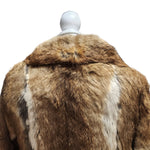 Vintage Full Length Multicolor Brown Rabbit Women's Fur Coat 70s-80s