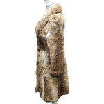 Vintage Full Length Multicolor Brown Rabbit Women's Fur Coat 70s-80s