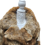 Vintage Full Length Multicolor Brown Rabbit Women's Fur Coat 70s-80s
