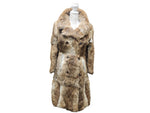 Vintage Full Length Multicolor Brown Rabbit Women's Fur Coat 70s-80s