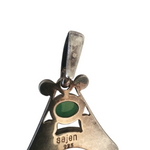 Vintage Sajen Sterling Silver Koi Fish Pendant with Mother of Pearl and Green Chalcedony- Statement Jewelry