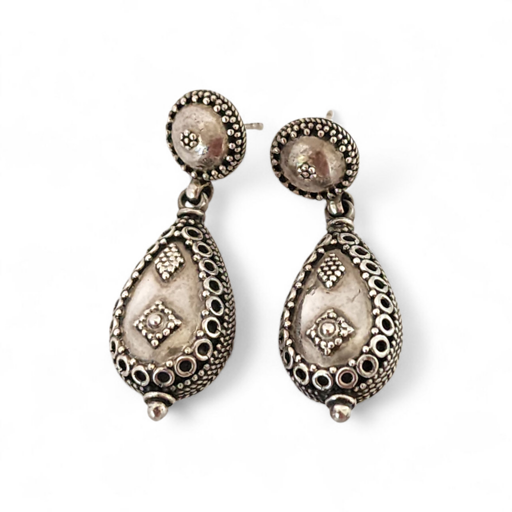 Vintage Sterling Silver 925 India Earrings by Doug Paulus | Artisan Signed dP Design