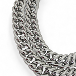 Anne Klein Lion Signed Silvertone Chunky Link Collar Necklace Double Strand Bold Vintage Necklace