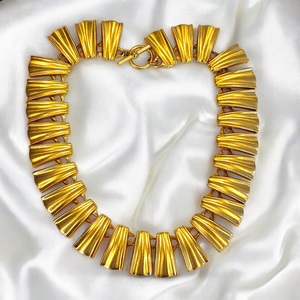 Vintage Anne Klein Cleopatra Couture Gold-Plated Necklace Statement Toggle Clasp
