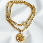 Leslie Block 40" Etruscan Gold Plated Vintage Coin Necklace NOS
