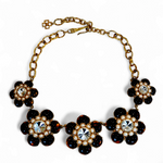 Vintage Ann Taylor Gold-Tone Floral Statement Necklace – Adjustable 14–20" with Crystals, Pearls and Citrine Accents