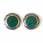 Vintage Native American Sterling Silver and Malachite Large Earrings