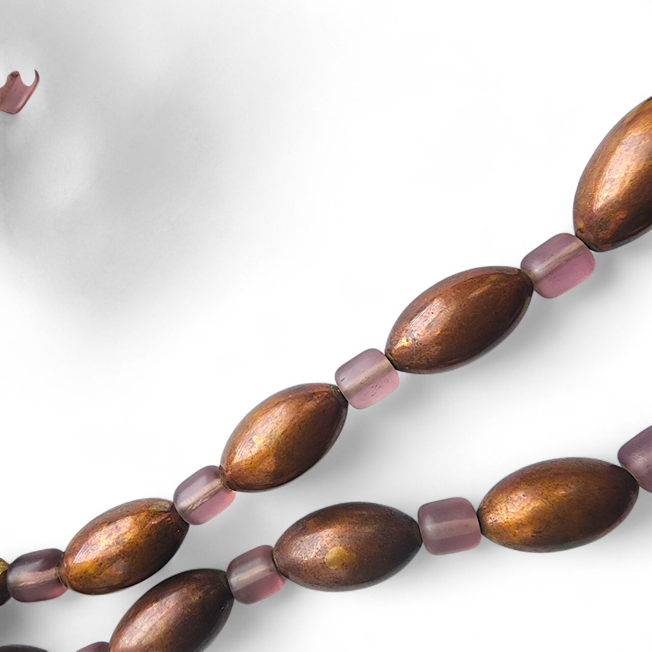 Vintage Kate Hine Copper Bead Necklace 36” Chunky Statement Jewelry