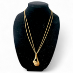 Vintage Signed Pierre Cardin Gold Tone Modernist Double Strand Pendant Necklace